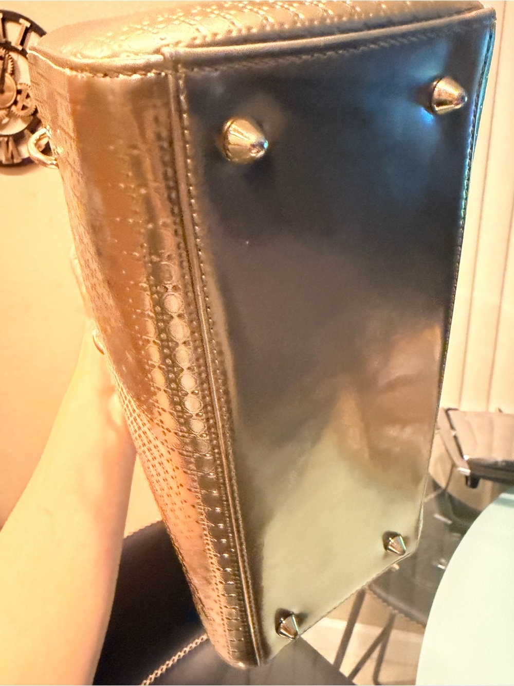Bronze lady Dior Leather Top-Handle Women’s Bag - Picture 8 of 12